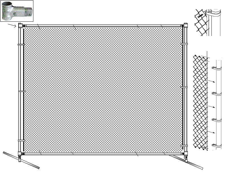 2.175 x 2.315m Galvanised Temporary Chain Link Fence portable panel